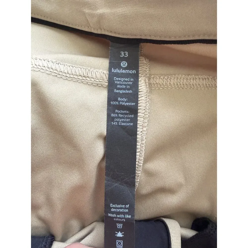 Lululemon Mens ABC Pant Beige Warpstreme Size 33 waist, 33 inseam